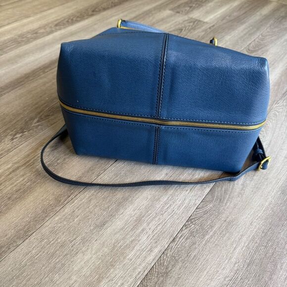 J. Crew 100% Real Leather Purse Tote Bag W Old Gold Zippers Excellent Condition - Picture 13 of 16